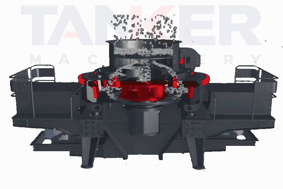 Tanker VSI5X ishlash prinsipi: rotor va material harakati animatsiyasi